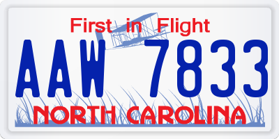 NC license plate AAW7833
