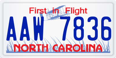 NC license plate AAW7836