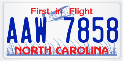 NC license plate AAW7858