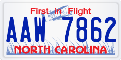 NC license plate AAW7862