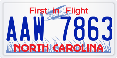 NC license plate AAW7863