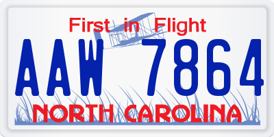 NC license plate AAW7864