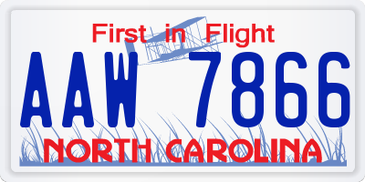 NC license plate AAW7866