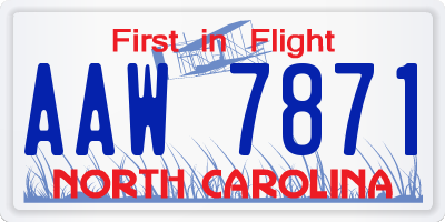 NC license plate AAW7871
