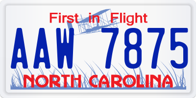 NC license plate AAW7875