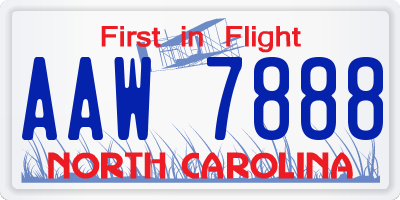 NC license plate AAW7888