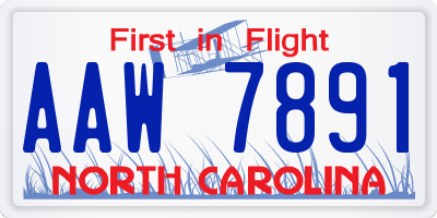 NC license plate AAW7891