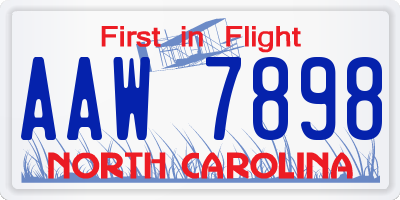 NC license plate AAW7898