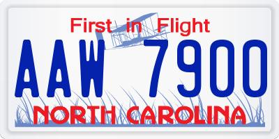 NC license plate AAW7900