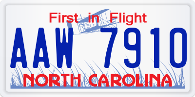 NC license plate AAW7910