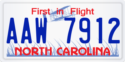 NC license plate AAW7912