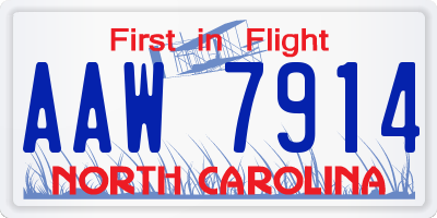 NC license plate AAW7914
