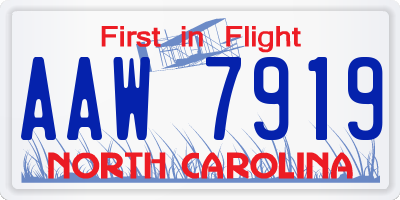 NC license plate AAW7919