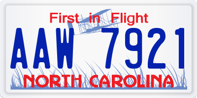 NC license plate AAW7921