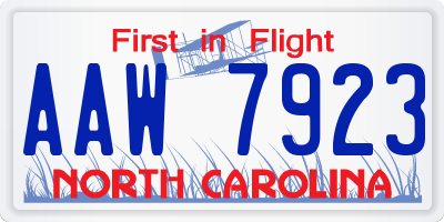 NC license plate AAW7923
