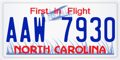 NC license plate AAW7930