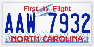 NC license plate AAW7932