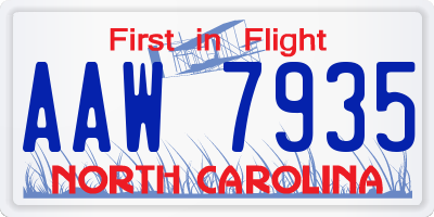 NC license plate AAW7935