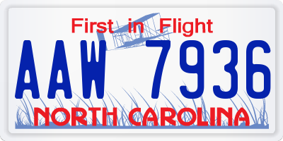NC license plate AAW7936