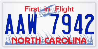 NC license plate AAW7942