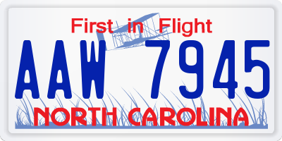 NC license plate AAW7945