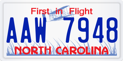 NC license plate AAW7948