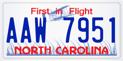 NC license plate AAW7951