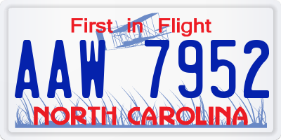 NC license plate AAW7952