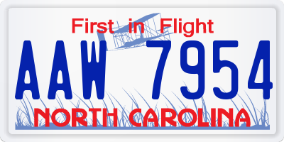 NC license plate AAW7954