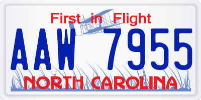 NC license plate AAW7955