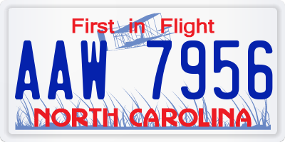 NC license plate AAW7956