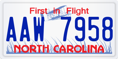NC license plate AAW7958