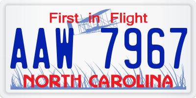 NC license plate AAW7967