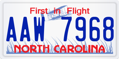 NC license plate AAW7968