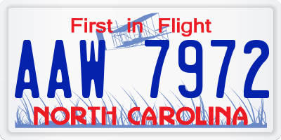 NC license plate AAW7972