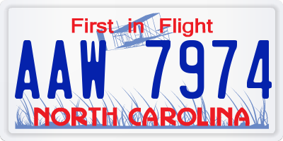 NC license plate AAW7974
