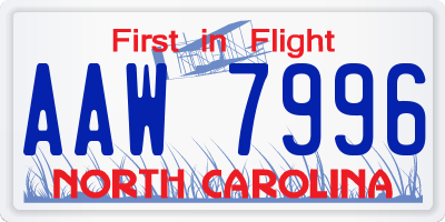 NC license plate AAW7996