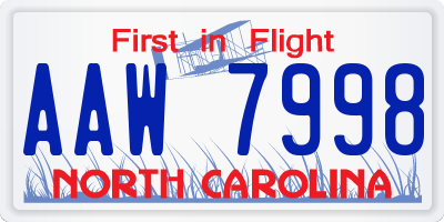 NC license plate AAW7998