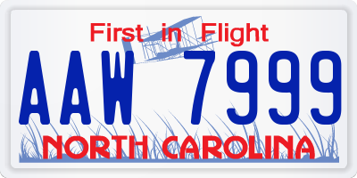 NC license plate AAW7999