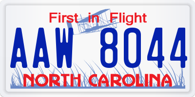 NC license plate AAW8044