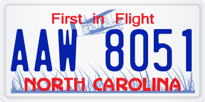 NC license plate AAW8051