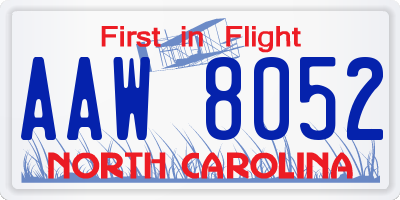 NC license plate AAW8052