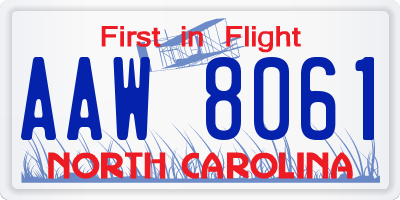 NC license plate AAW8061