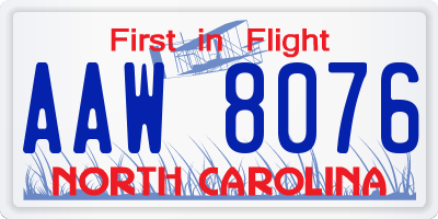 NC license plate AAW8076