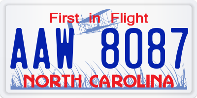 NC license plate AAW8087