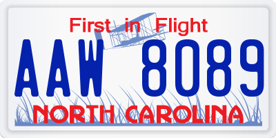 NC license plate AAW8089