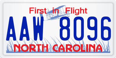 NC license plate AAW8096