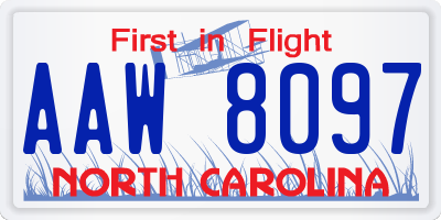 NC license plate AAW8097