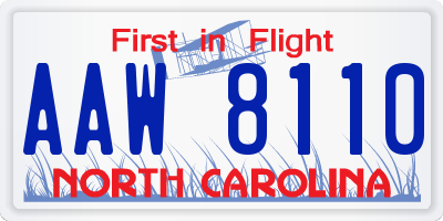 NC license plate AAW8110