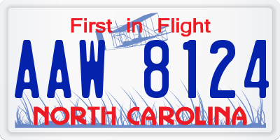 NC license plate AAW8124